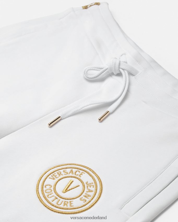 Versace joggingbroek met v-embleem vrouwen goud en wit kleding J2T4F42245