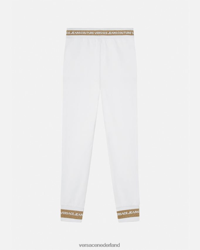 Versace joggingbroek met v-embleem vrouwen goud en wit kleding J2T4F42245