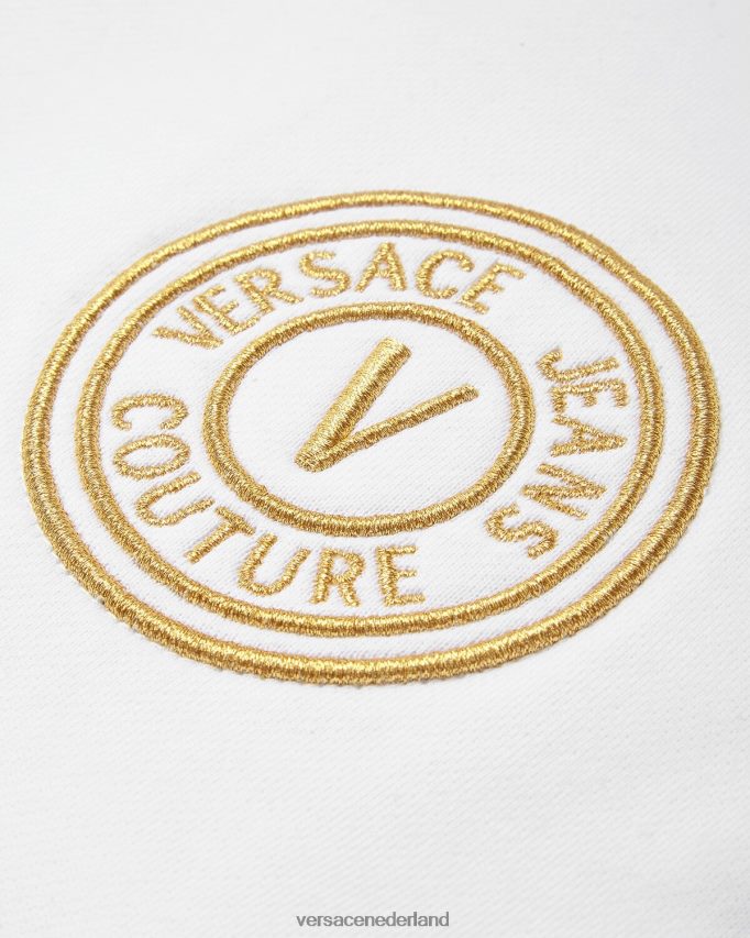 Versace joggingbroek met v-embleem vrouwen goud en wit kleding J2T4F42245