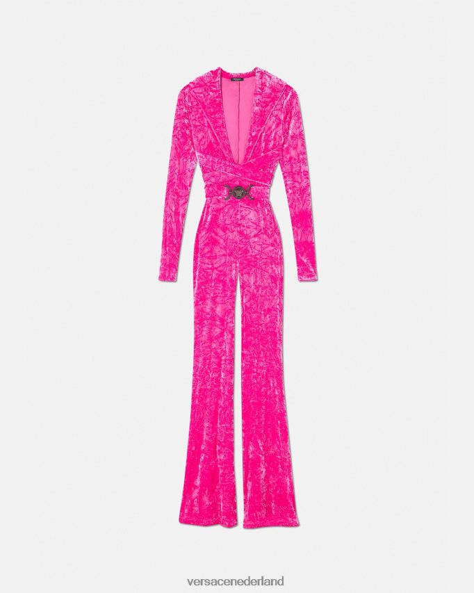 Versace Medusa '95 fluwelen jumpsuit met capuchon vrouwen fuchsia kleding J2T4F456