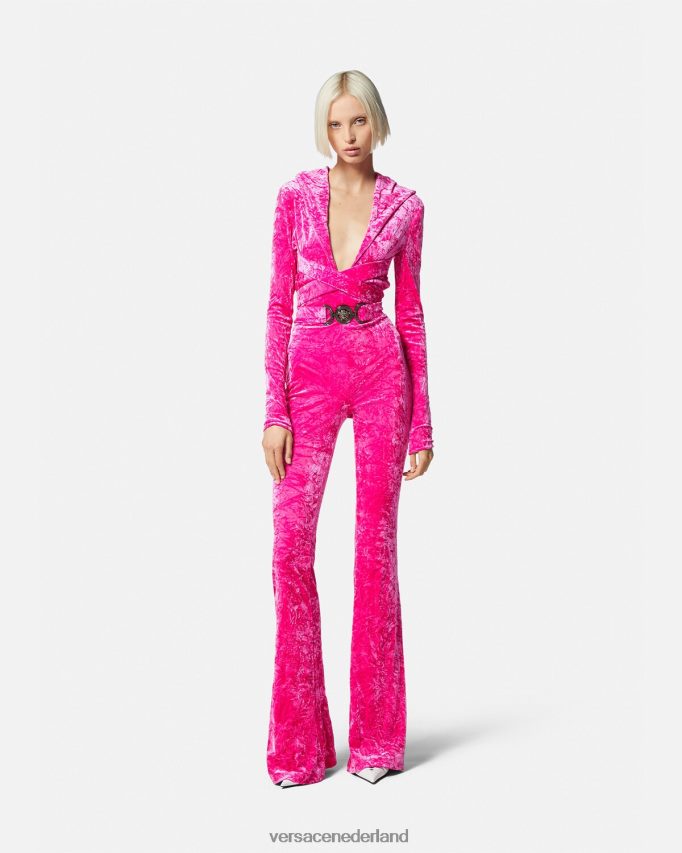 Versace Medusa \'95 fluwelen jumpsuit met capuchon vrouwen fuchsia kleding J2T4F456