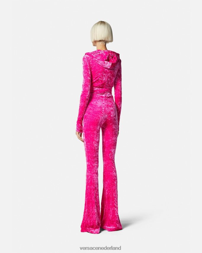 Versace Medusa \'95 fluwelen jumpsuit met capuchon vrouwen fuchsia kleding J2T4F456