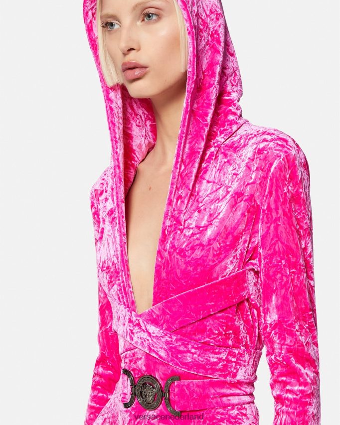 Versace Medusa \'95 fluwelen jumpsuit met capuchon vrouwen fuchsia kleding J2T4F456