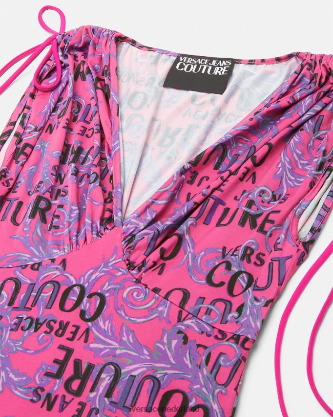Versace Couture mini-jurk met logo vrouwen fuchsia kleding J2T4F42188
