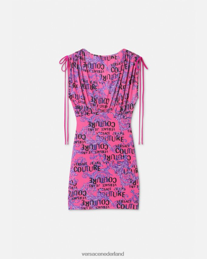 Versace Couture mini-jurk met logo vrouwen fuchsia kleding J2T4F42188
