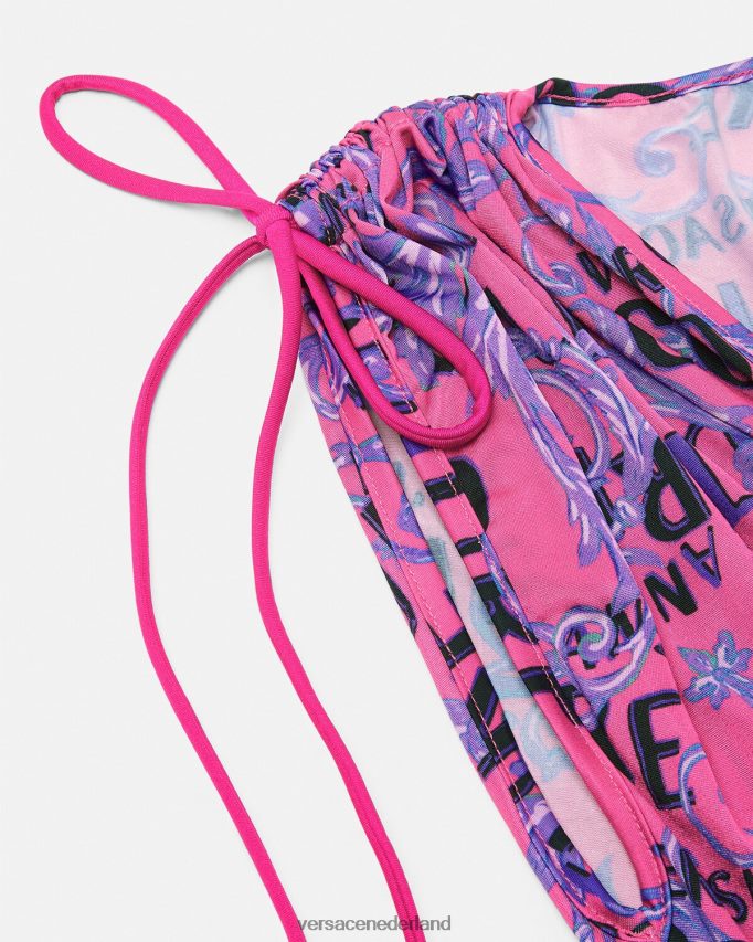 Versace Couture mini-jurk met logo vrouwen fuchsia kleding J2T4F42188