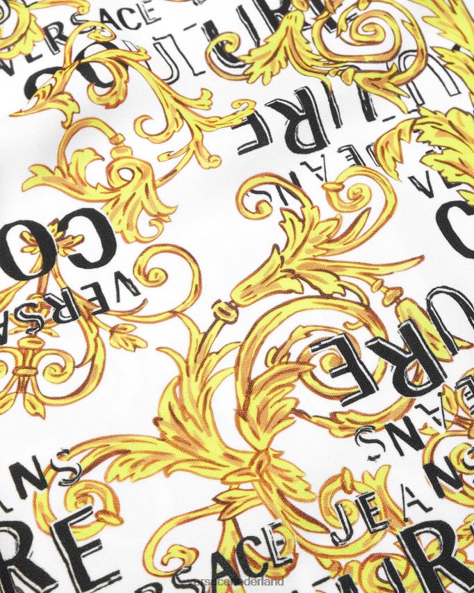 Versace Couture mini-jurk met logo vrouwen goud en wit kleding J2T4F42187