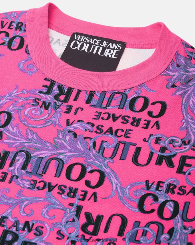 Versace Couture t-shirtjurk met logo vrouwen fuchsia kleding J2T4F42184