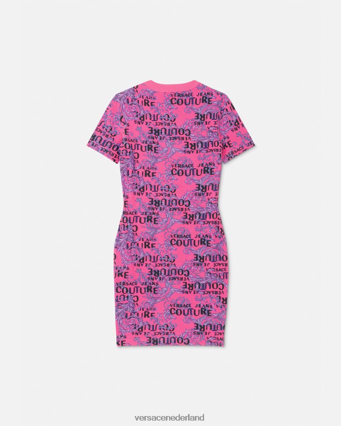 Versace Couture t-shirtjurk met logo vrouwen fuchsia kleding J2T4F42184