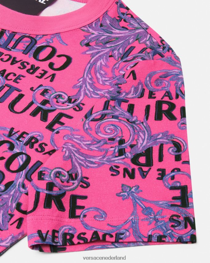 Versace Couture t-shirtjurk met logo vrouwen fuchsia kleding J2T4F42184