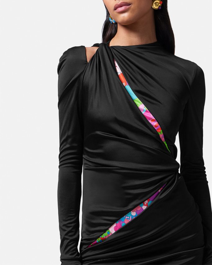 Versace Gebloemde zomergeknoopte mini-jurk vrouwen één kleur kleding J2T4F422