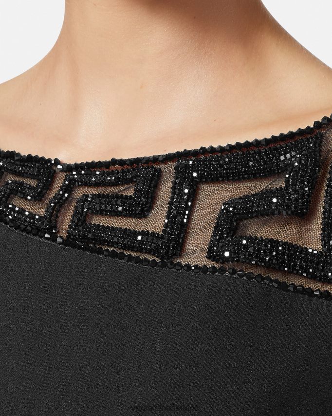 Versace Greca mini-jurk versierd met kristallen vrouwen zwart kleding J2T4F437