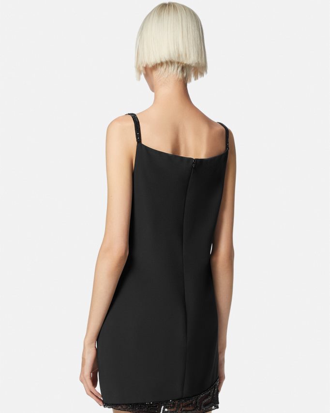 Versace Greca mini-jurk versierd met kristallen vrouwen zwart kleding J2T4F437