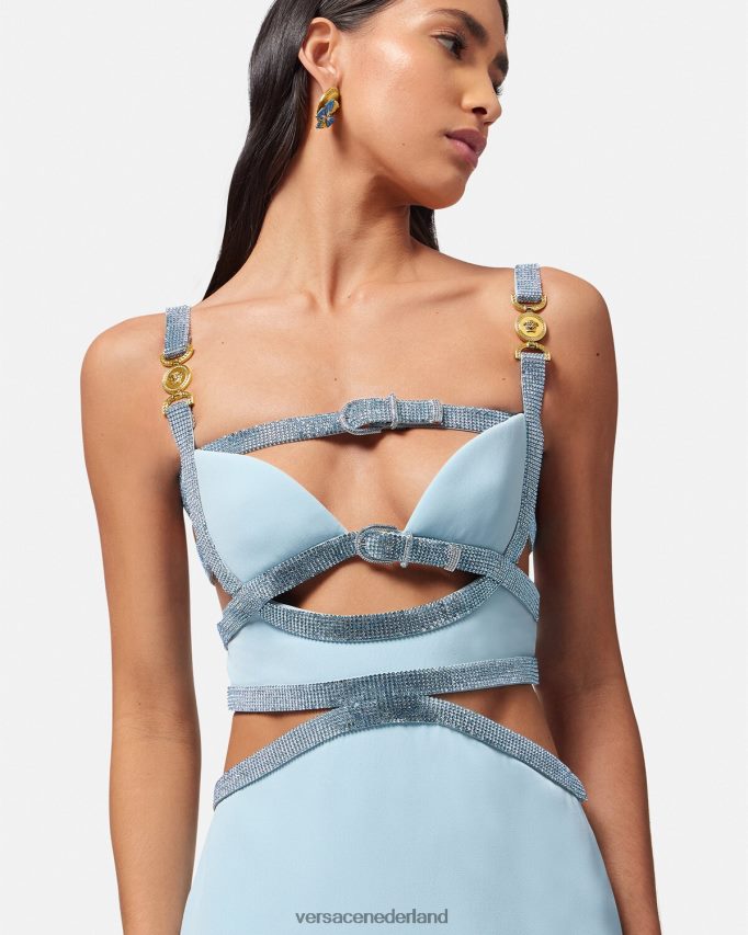 Versace Kristallen Medusa \'95 jurk met uitsnijding vrouwen één kleur kleding J2T4F418