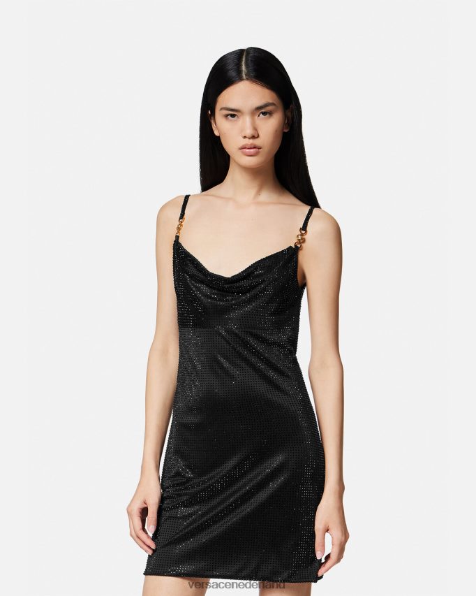 Versace Kristallen Medusa \'95 mini-jurk vrouwen zwart kleding J2T4F431