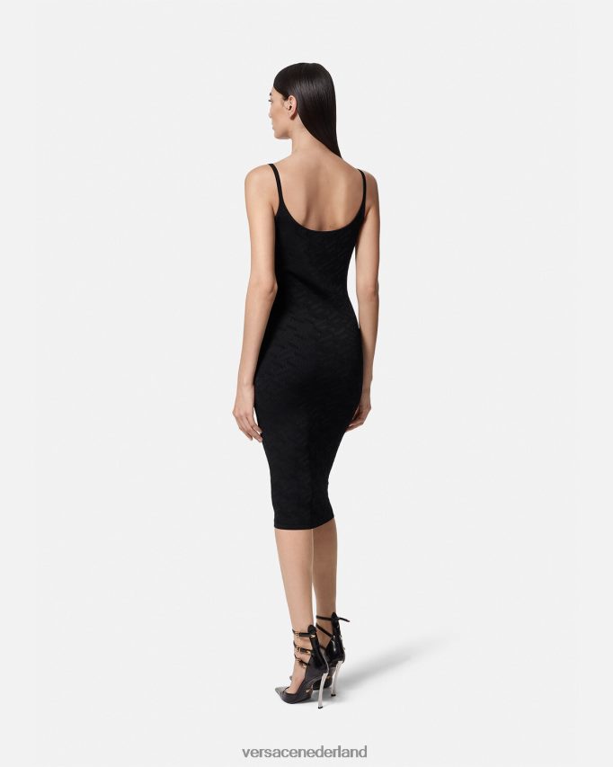 Versace Medusa \'95 la greca gebreide midi-jurk vrouwen zwart kleding J2T4F438