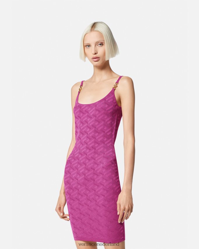 Versace Medusa \'95 la greca mini-jurk vrouwen fuchsia kleding J2T4F465