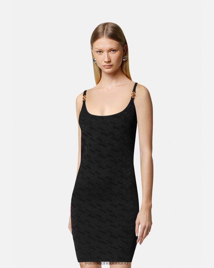 Versace Medusa \'95 la greca mini-jurk vrouwen zwart kleding J2T4F442