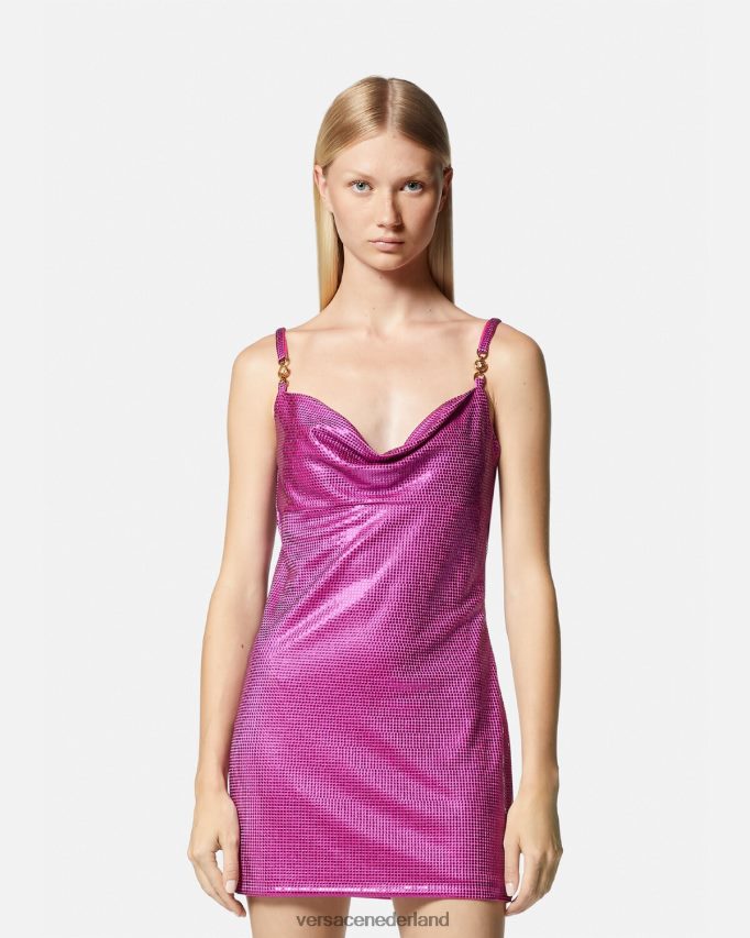 Versace Medusa \'95 mini-jurk van metaalgaas vrouwen fuchsia kleding J2T4F463