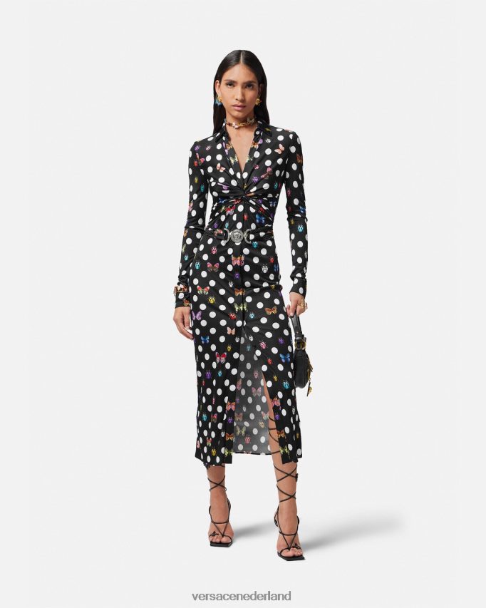 Versace Midi-overhemdjurk met vlinders Medusa \'95 vrouwen afdrukken kleding J2T4F44