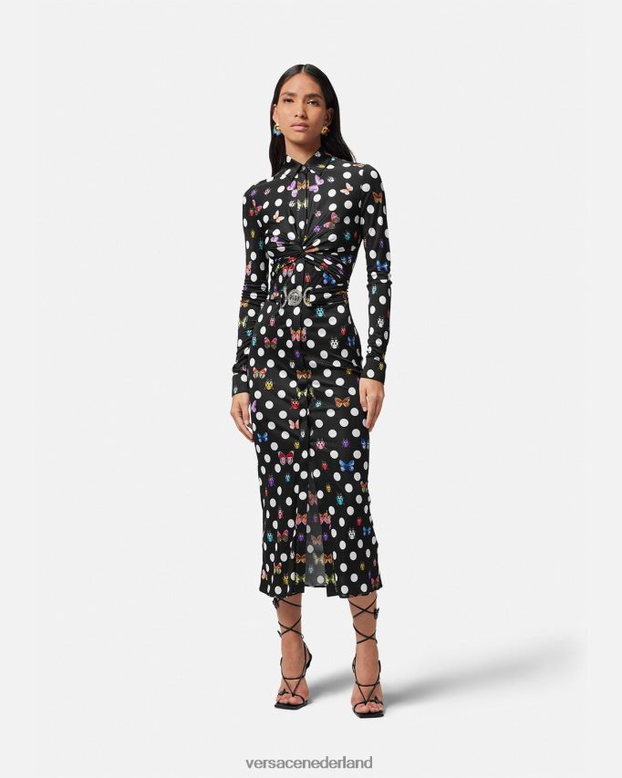 Versace Midi-overhemdjurk met vlinders Medusa \'95 vrouwen afdrukken kleding J2T4F44
