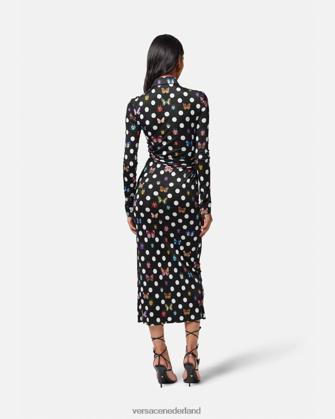 Versace Midi-overhemdjurk met vlinders Medusa \'95 vrouwen afdrukken kleding J2T4F44