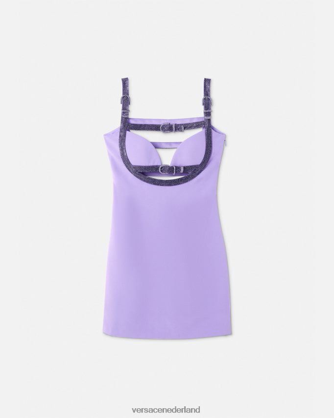 Versace Mini-jurk met kristallen uitsnede vrouwen één kleur kleding J2T4F411