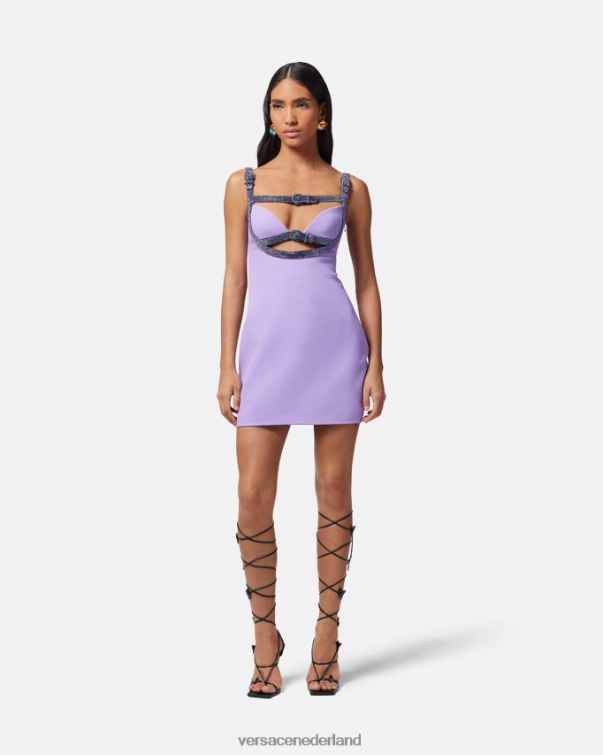 Versace Mini-jurk met kristallen uitsnede vrouwen één kleur kleding J2T4F411