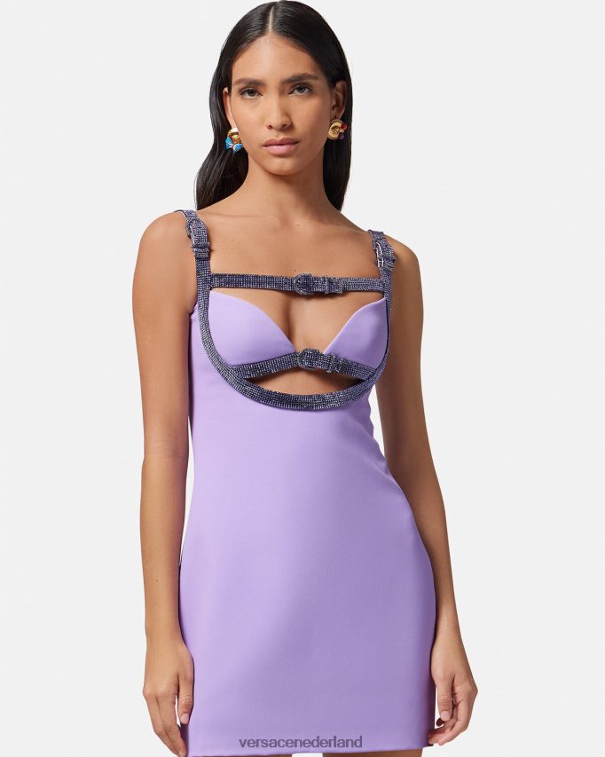 Versace Mini-jurk met kristallen uitsnede vrouwen één kleur kleding J2T4F411
