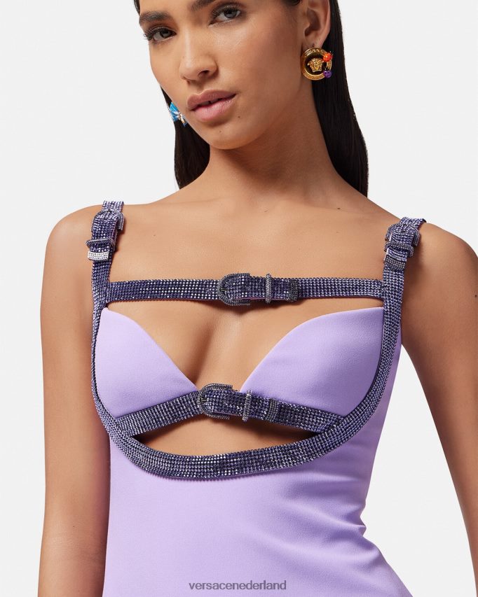 Versace Mini-jurk met kristallen uitsnede vrouwen één kleur kleding J2T4F411