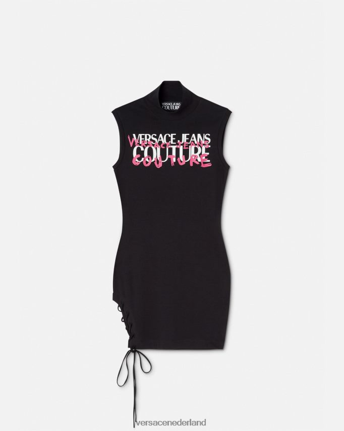 Versace Mini-jurk met logo en veters vrouwen zwart kleding J2T4F42158