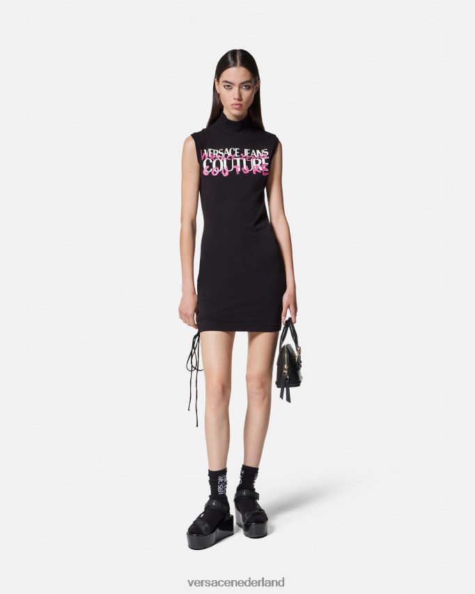 Versace Mini-jurk met logo en veters vrouwen zwart kleding J2T4F42158