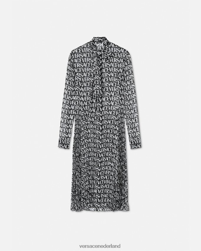 Versace all-over midi-shirtjurk vrouwen zwart en afdrukken kleding J2T4F455