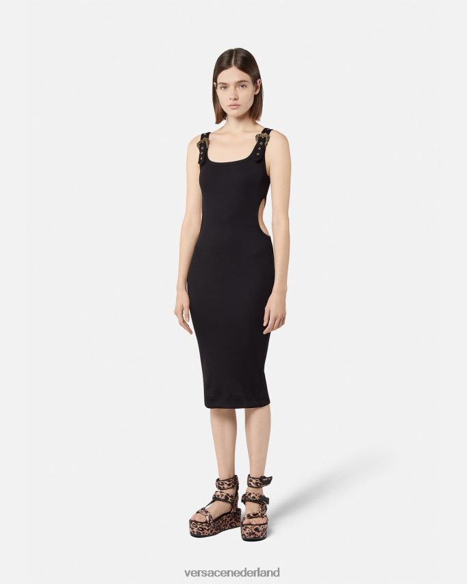 Versace barokke couture1 jurk met gesp vrouwen zwart kleding J2T4F42197