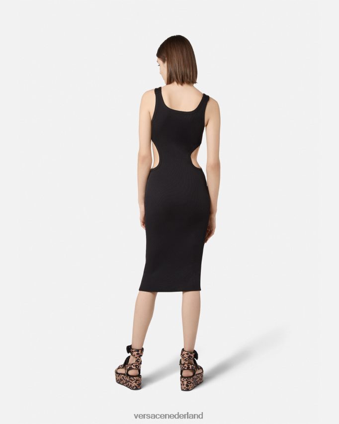 Versace barokke couture1 jurk met gesp vrouwen zwart kleding J2T4F42197
