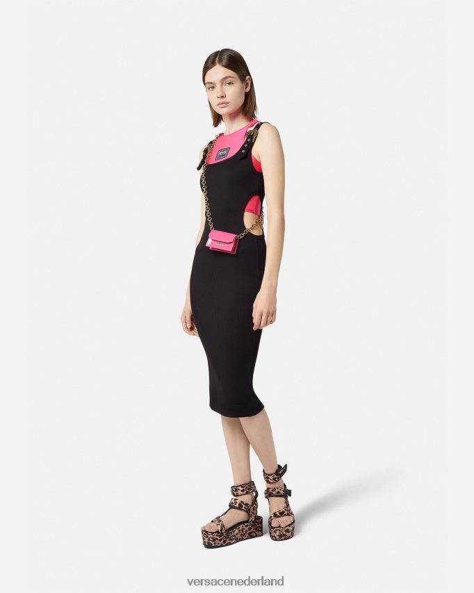 Versace barokke couture1 jurk met gesp vrouwen zwart kleding J2T4F42197