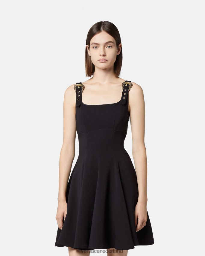 Versace barokke couture1 jurk met gesp vrouwen zwart kleding J2T4F42198