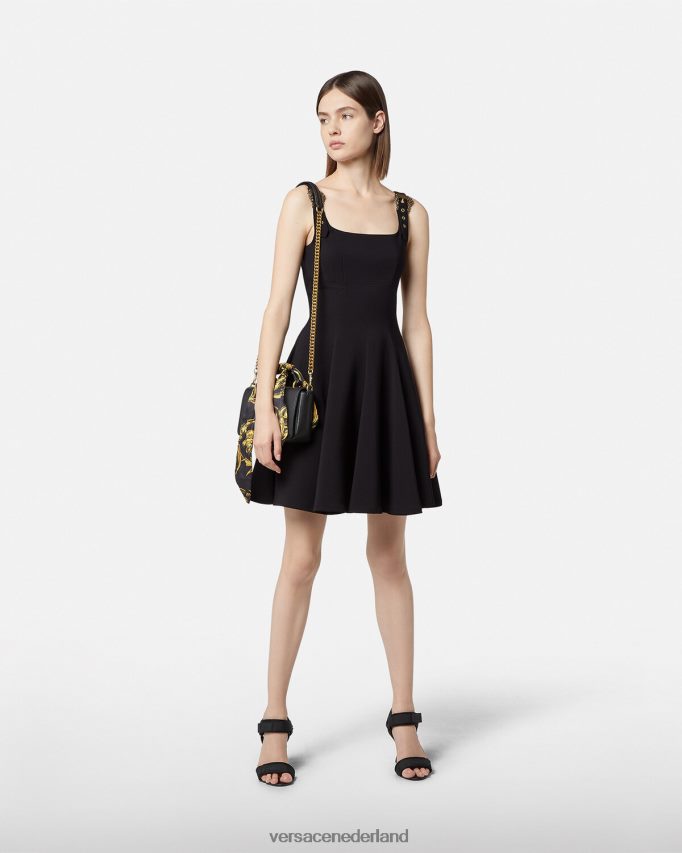 Versace barokke couture1 jurk met gesp vrouwen zwart kleding J2T4F42198