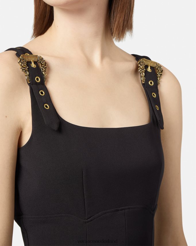 Versace barokke couture1 jurk met gesp vrouwen zwart kleding J2T4F42198