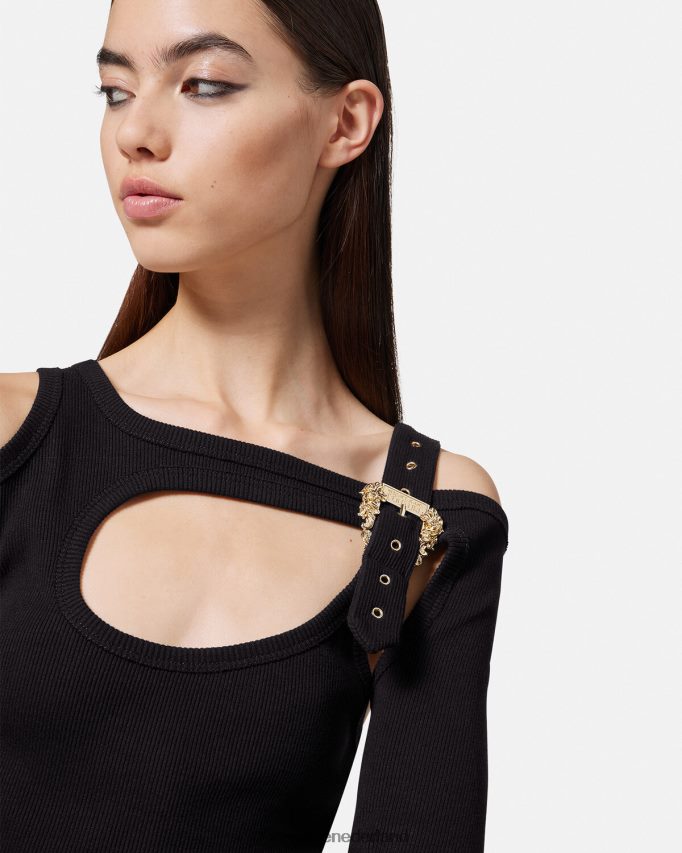 Versace barokke midi-jurk met uitgesneden gesp vrouwen zwart kleding J2T4F42143