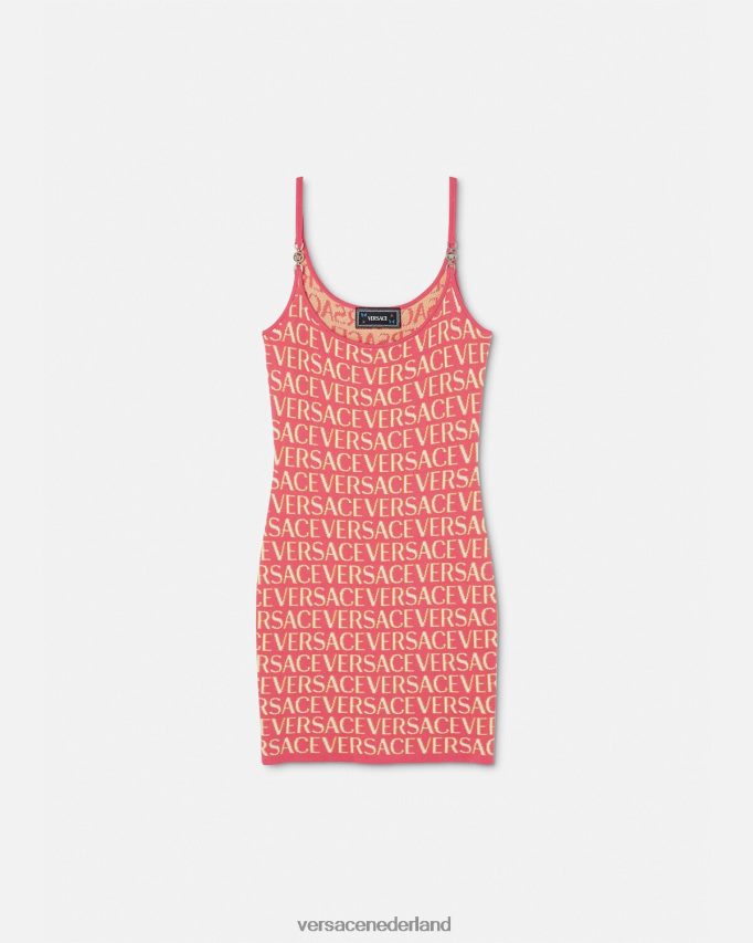 Versace geheel gebreide midi-jurk vrouwen roze en wit kleding J2T4F424