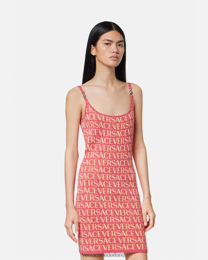 Versace geheel gebreide midi-jurk vrouwen roze en wit kleding J2T4F424