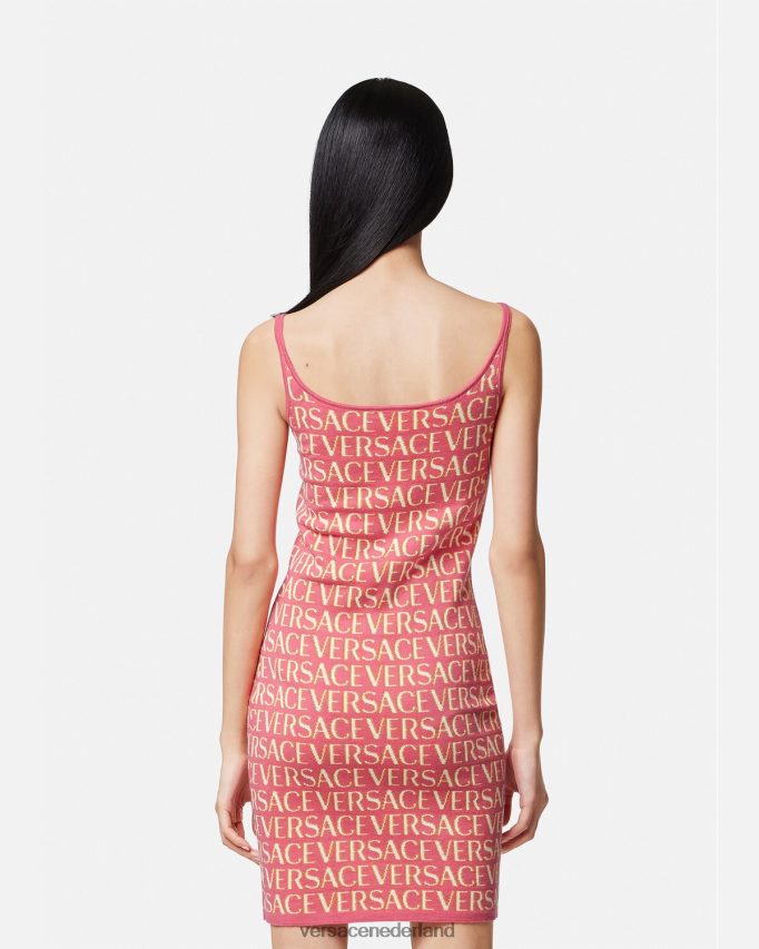 Versace geheel gebreide midi-jurk vrouwen roze en wit kleding J2T4F424