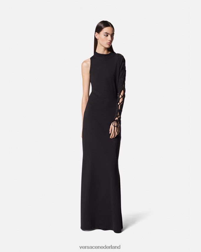 Versace lange jurk met één schouder vrouwen zwart kleding J2T4F42194