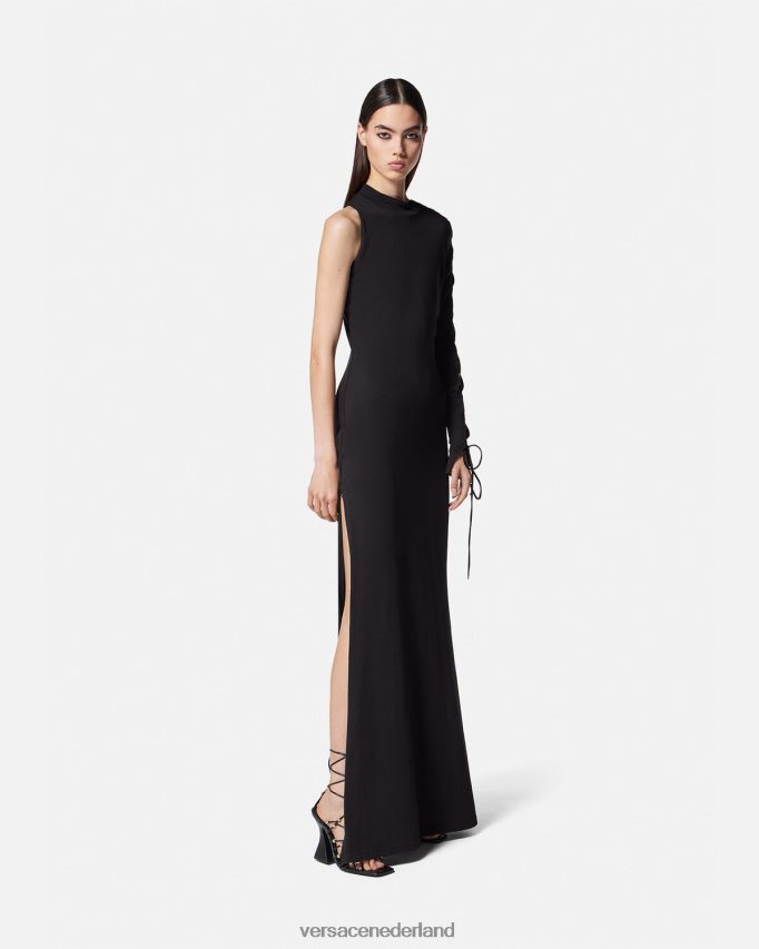 Versace lange jurk met één schouder vrouwen zwart kleding J2T4F42194
