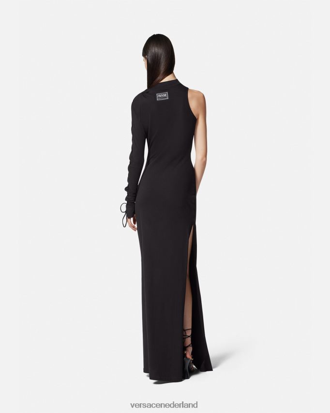 Versace lange jurk met één schouder vrouwen zwart kleding J2T4F42194