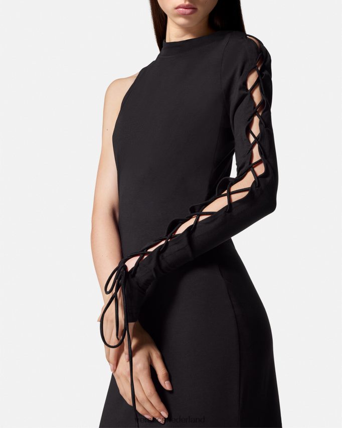 Versace lange jurk met één schouder vrouwen zwart kleding J2T4F42194
