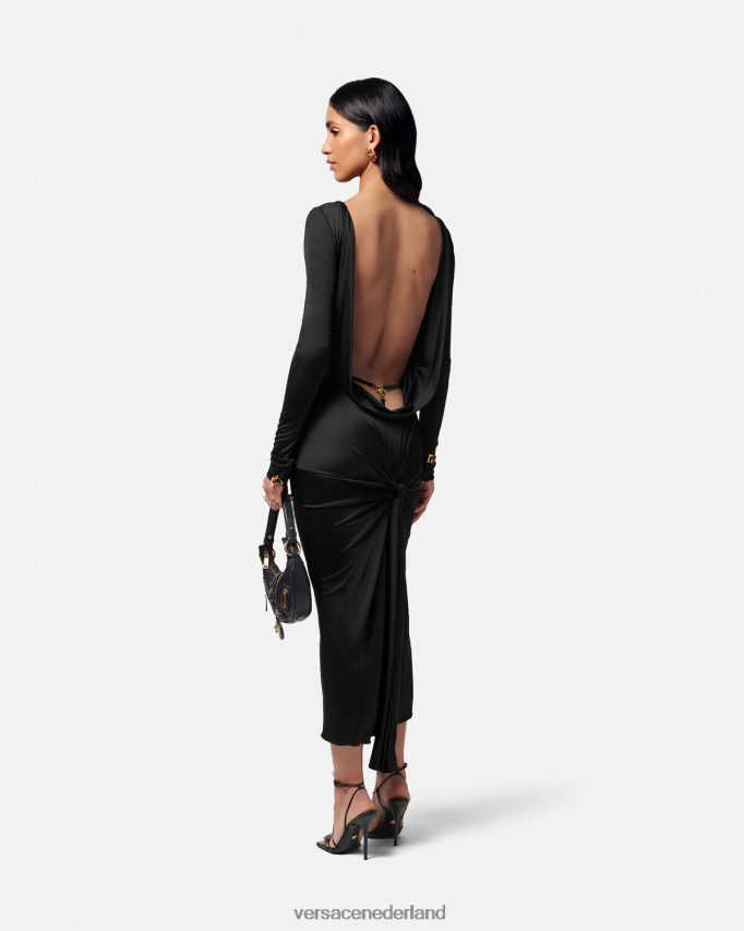 Versace lange jurk zonder rug, geknoopt vrouwen één kleur kleding J2T4F420