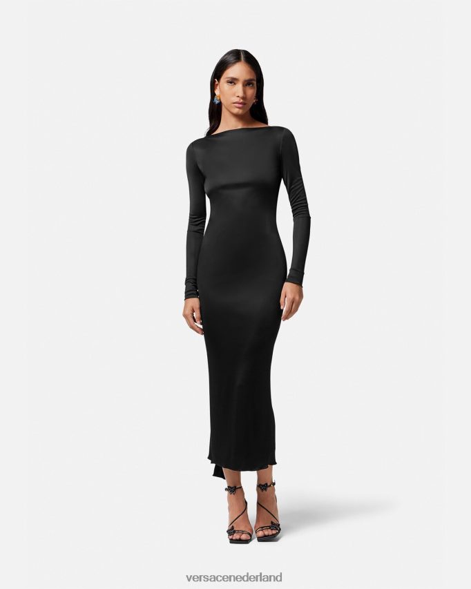 Versace lange jurk zonder rug, geknoopt vrouwen één kleur kleding J2T4F420