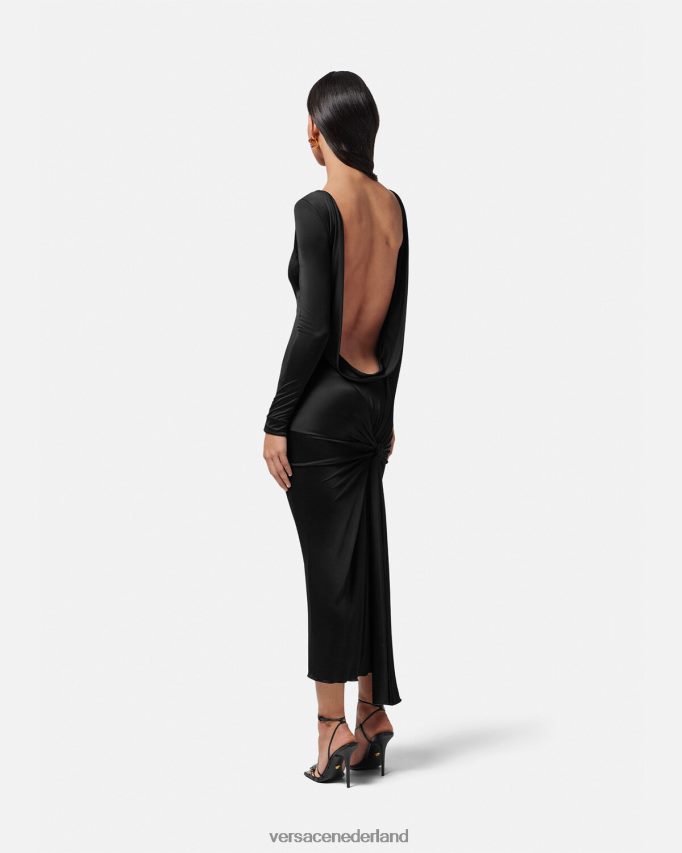 Versace lange jurk zonder rug, geknoopt vrouwen één kleur kleding J2T4F420